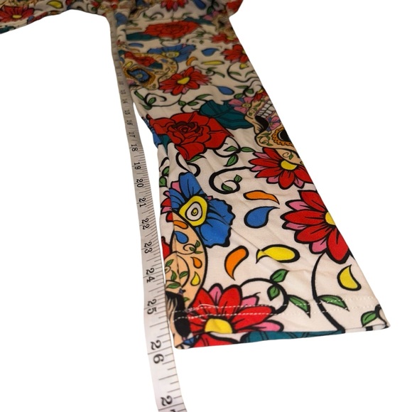 Dia De Los Musertos Sugar Skull Rose Day of the Dead soft Leggings XS - Picture 13 of 17